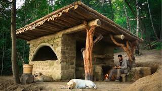 Man Builds House with STONES and LOGS in the Forest | by @bogdanintheforest4382