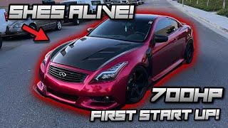 FIRST STARTUP ON MY REBUILT 700HP INFINITI G37!