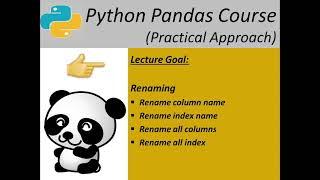 python pandas course- rename column/index labels