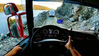 POV Driving Scania R440 - very narrow road Fv450