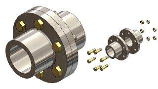  SOLIDWORKS TUTORIAL #33 || Design of Flange coupling assembly in solidworks.