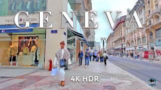 GENEVA SWITZERLAND  World’s smallest metropolis / Central Streets Walking tour / 4K