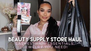 BEAUTY SUPPLY STORE HAUL! | Lashes, Hair Essentials, & Jewelry YOU NEED!