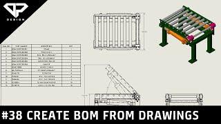 Learning Solidworks #38 : Create BOM from the Drawings/Parts | Bill of Materials | DP DESIGN