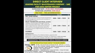 Direct Client Interview – UAE Facility Maintenance Jobs!