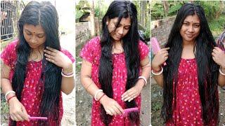 Wet hair combing video || combing video || puja creation 99