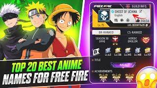 Top 20 Anime  Names for Free Fire | Top 10 Unique Names for Free Fire | Top 20 Attitude names