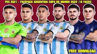 PES 2021 - FACEPACK ARGENTINA COPA DO MUNDO 2022 [18 FACES] By: Kodigo_Facemaker - 4K