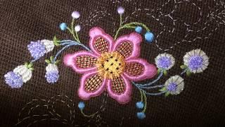 Простая якобинская вышивка. Продолжение. Mixed embroidery technique