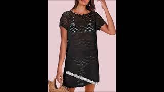 ANRABESS Women Swimsuit Crochet Swim Cover Up Summer Bathing Suit Swimwear Knit Short