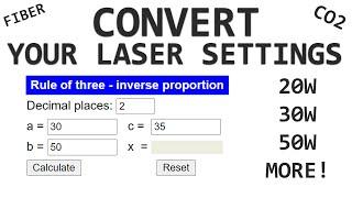 How to Convert/Scale Settings for Different Wattage Machines | Fiber Laser Tutorial 20w 30w 50w