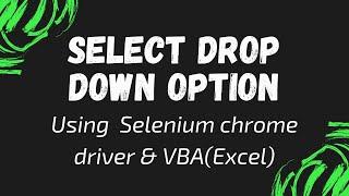 Select drop  down option  using  Selenium web driver | Chrome browser | VBA (Excel)