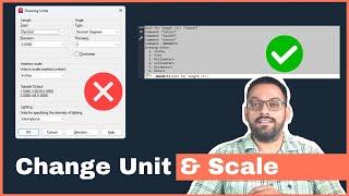 How to change unit in AutoCAD drawing (including correcting scale)
