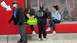 Bad Grandpa Farts On Girls While They Eat At The Mall!! (With Old Man Wilbur Johnson)