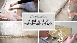 Minimalistische & abstrakte Kunst | Sandfarbenes Gemälde mit Gold | Acrylmalerei Anleitung