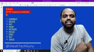 HTTP request methods|CONNECT, DELETE, GET, HEAD, OPTIONS, PATCH, POST,  PUT,TRACE|| @JiteshTechGuru