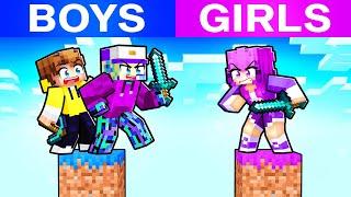 Boys vs Girls on One Block in Minecraft!