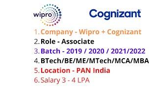 Wipro + Cognizant Hiring Developer Role (3 - 4  LPA) | Btech | BCA | 2019 2020 2021 | OFF CAMPUS