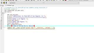 program in C to find GCD of two numbers using recursion