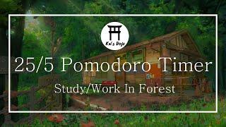 25/5 Pomodoro Timer | In Forest  | Ambience Nature Sounds