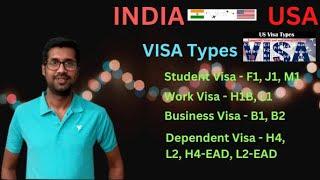USA Visa Types in தமிழ் | Studies - F1,J1,M, F2,| Work - H1B, L1, H4-EAD, L2-EAD | Business -B1, B2