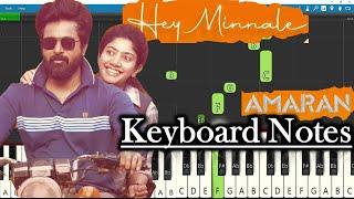 Hey Minnale Song Keyboard Notes | GV Prakash | Sivakarthikeyan | Sai Pallavi | Amaran