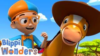 Blippi Meets Cowboys and Horses! | Blippi Wonders | Stories and Adventures for Kids | Moonbug Kids