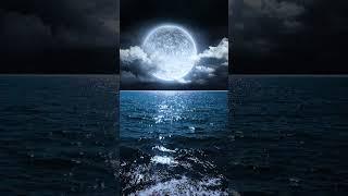 4K Natural Dreamy moon on the sea. 梦幻海上明月。#natural #music #relax #night #moon