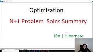 Optimization - N+1 Problem Solutions Summary