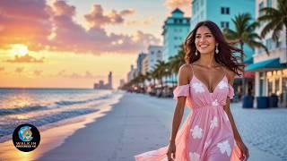 Miami Beach, Florida  The Best Sunset Walk in South Beach  4K Tour