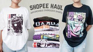 affordable oversized shirts ; shopee try-on haul