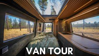 VAN TOUR | Low Roof Modern Luxury Camper Van Built on a Budget. (DIY Build)