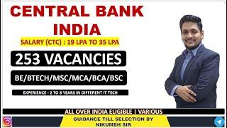 CENTRAL BANK OF INDIA RECRUITMENT FOR IT PROFESSIONALS | GOVT JOB VACANCY FOR EXPERIENCE #cbi #job