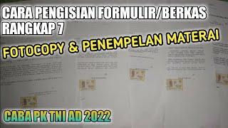 Cara Mengisi Formulir/Berkas Rangkap 7 Pendaftaran Caba PK TNI AD 2022