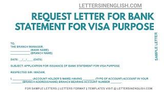 Letter to Bank for Visa Purpose - Letter to Bank Manager for Visa Purpose | Letters in English