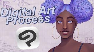 Hydrangea Girl  | Digital Art Process Walkthrough