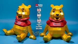 DIY Pooh Bear Paper Craft, Winnie the pooh papercraft | How to make Pooh Bear Low Poly Step by Step