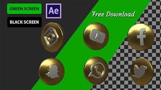 Social Media Icons Animated | Gold Version (Green Screen & Black Screen)