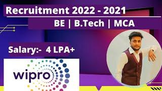 Wipro Off Campus Drive For 2022 & 2021 Batch | IT Company Jobs | Salary: 4LPA+