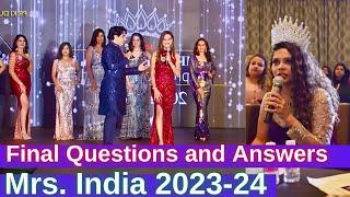 Mrs. India 2023 | Final Questions and Answers