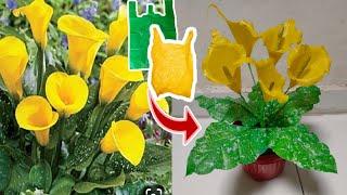 DIY Calla Lily dari Plastik Kresek | flower crafts from plastic bag