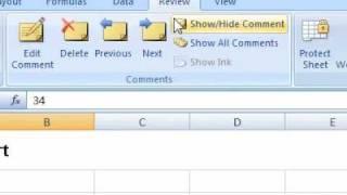 How to show or hide comments applied to the selected cell Excel