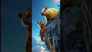 Chú chuột lang nước dễ thương cứu chú hổ con tội nghiệp # CuteAnimals #cartoon  #animalslover