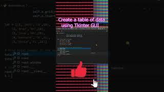 How to create a table of data using python tkinter GUI.