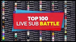 Top 100 Live Sub Battle | MrBeast, UR·Cristiano & More