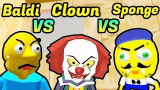 Baldi Neighbor School Escape VS IT Clown Neighbor Vs Sponge Neighbor Escape 3D