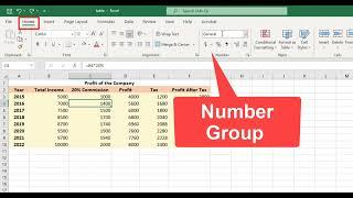 Number Group in Home Tab in MS-Excel - Hindi | Number Formatting, Time Formatting, Rupees Symbol