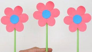 How to Make Easy  6 Petal Paper Flower Stick  | A Very Simple Paper Flower for Beginners Making