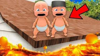 Babies Escape LAVA FLOOD on Roof!