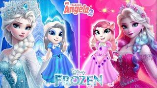 My Talking Angela'm 2  | Frozen️ | Blue Elsa vS Pink Elsa | Makeover Cosplay